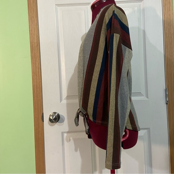 Absolutely Famous women stripe knit long sleeves tie front top. Size S. Used. - Picture 3 of 6